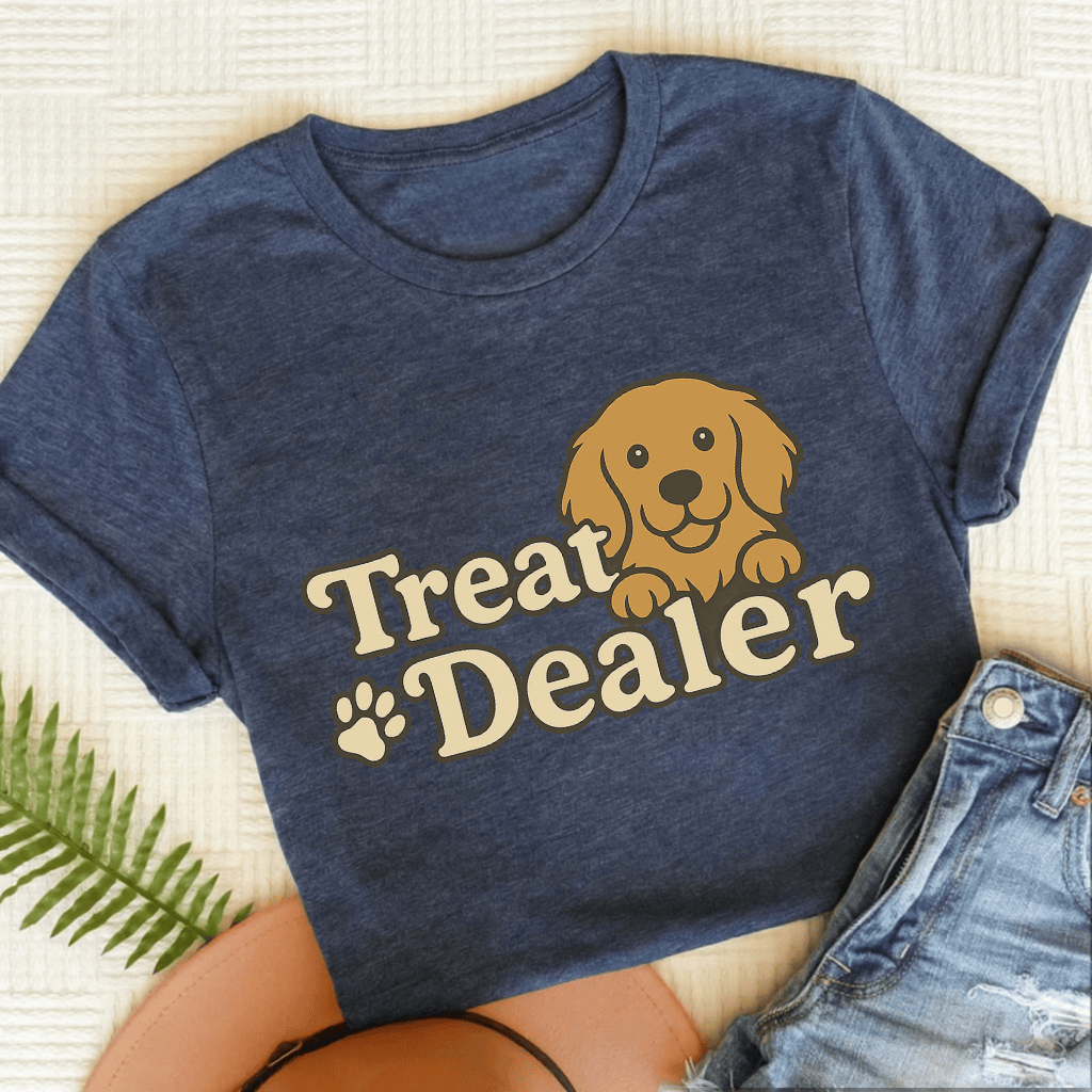 Treat Dealer Golden Retriever Unisex Tshirt Heather Navy