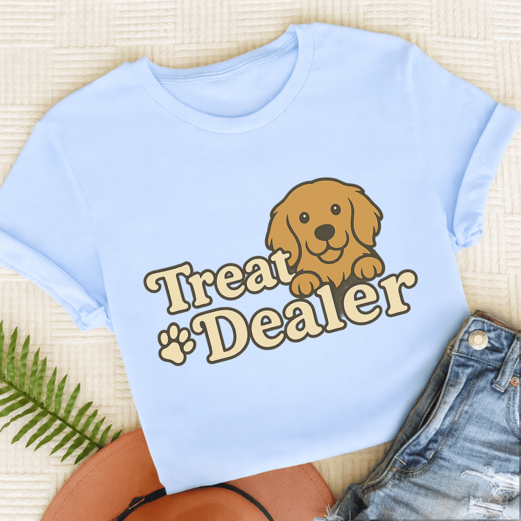 Treat Dealer Golden Retriever Unisex Tshirt Light Blue