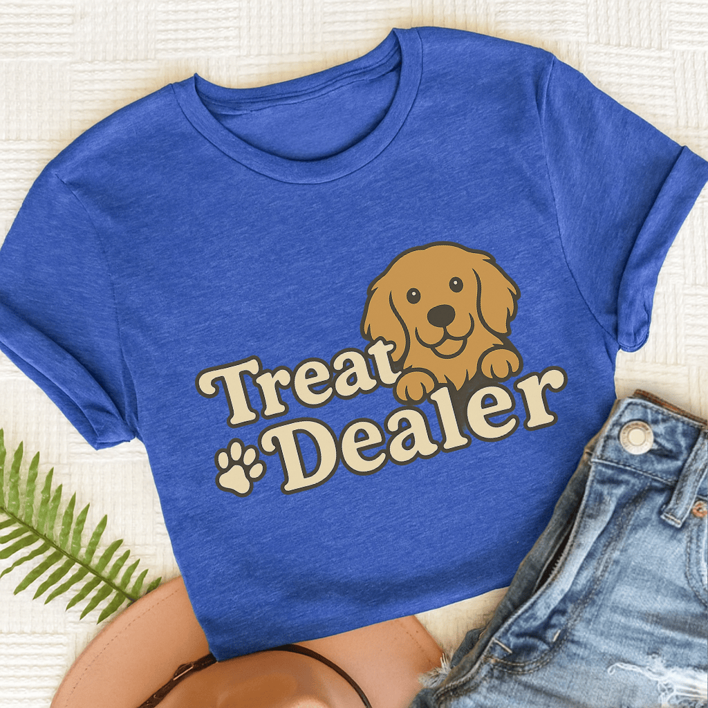 Treat Dealer Golden Retriever Unisex Tshirt Heather Royal