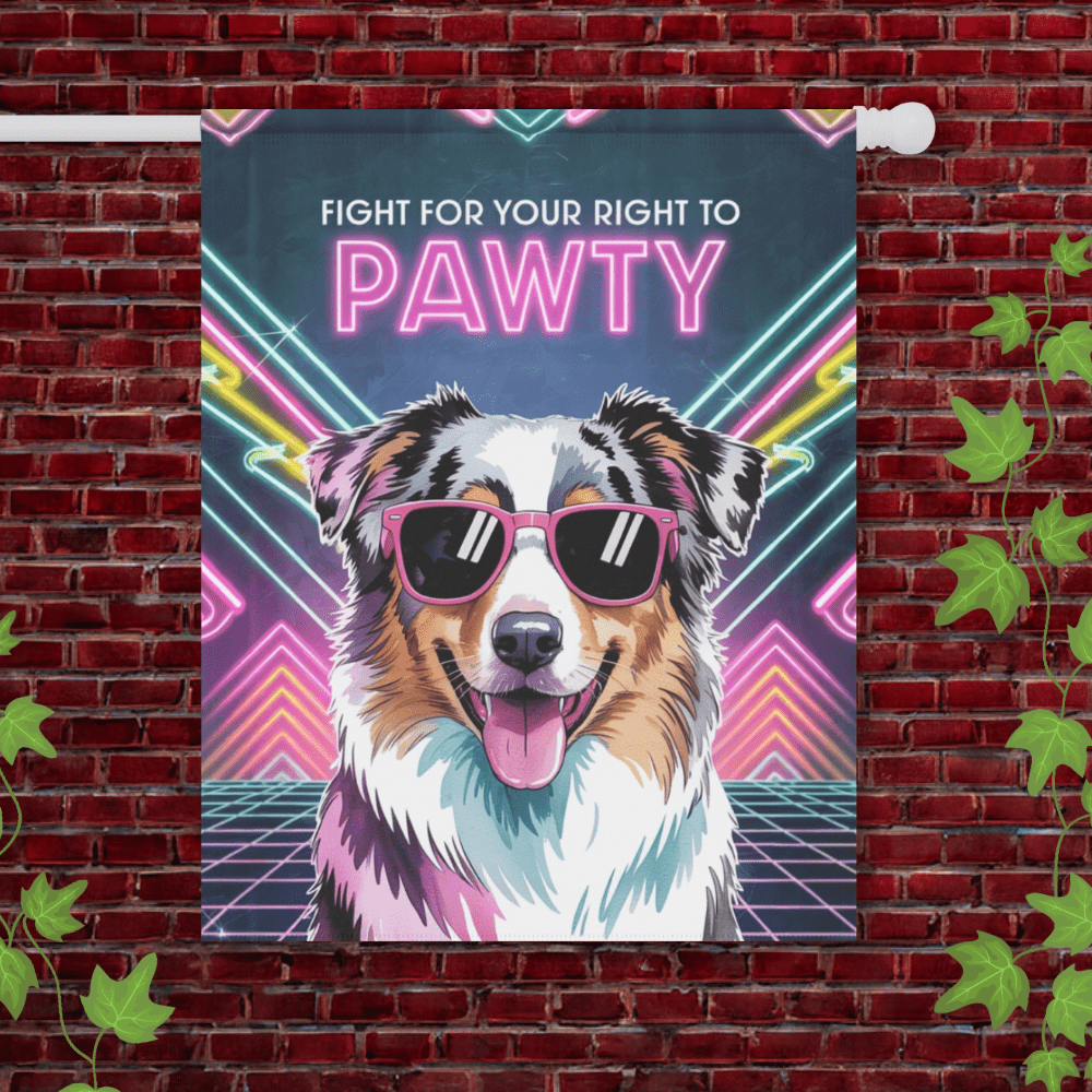 Printify Garden Flag 24.5'' × 32'' Tricolor Australian Shepherd 1980s Party Flag