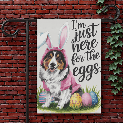 Printify Garden Flag 12'' × 18'' Tricolor Australian Shepherd Easter Garden Flag