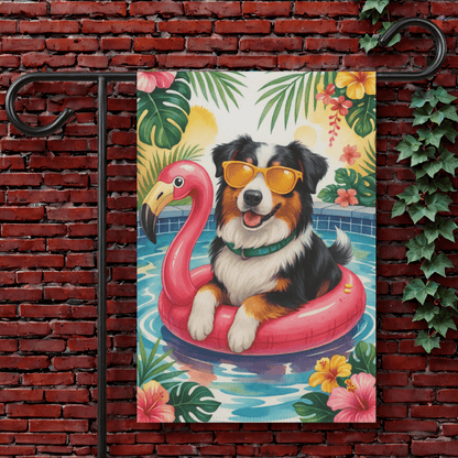 Printify Garden Flag 12'' × 18'' Tricolor Australian Shepherd Floaty Garden Flag