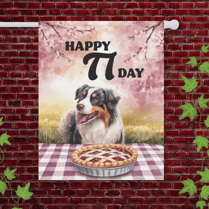 Printify Garden Flag 24.5'' × 32'' Tricolor Australian Shepherd Pi Day Yard Flag