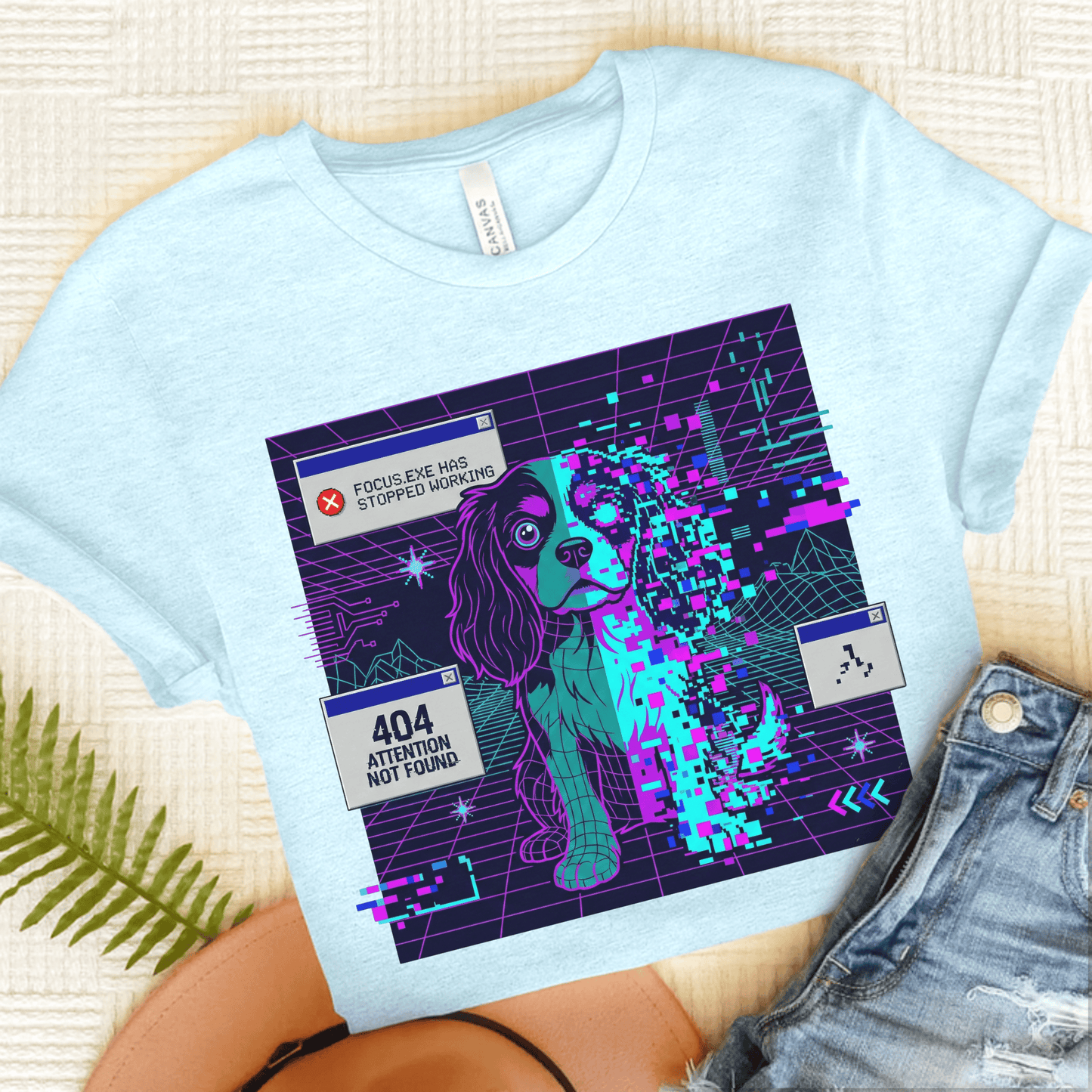 Cavalier 404 Error Computer Unisex TShirt Heather Ice Blue