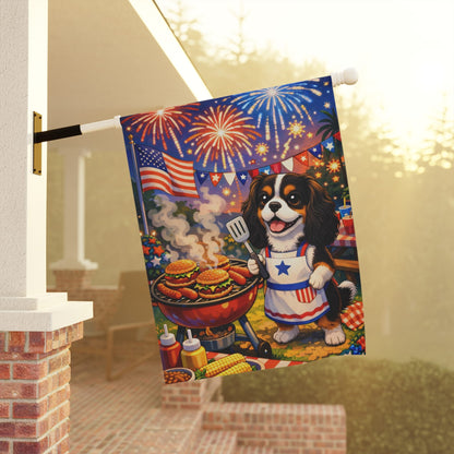 Personalized Cavalier 4th of July Garden Flag