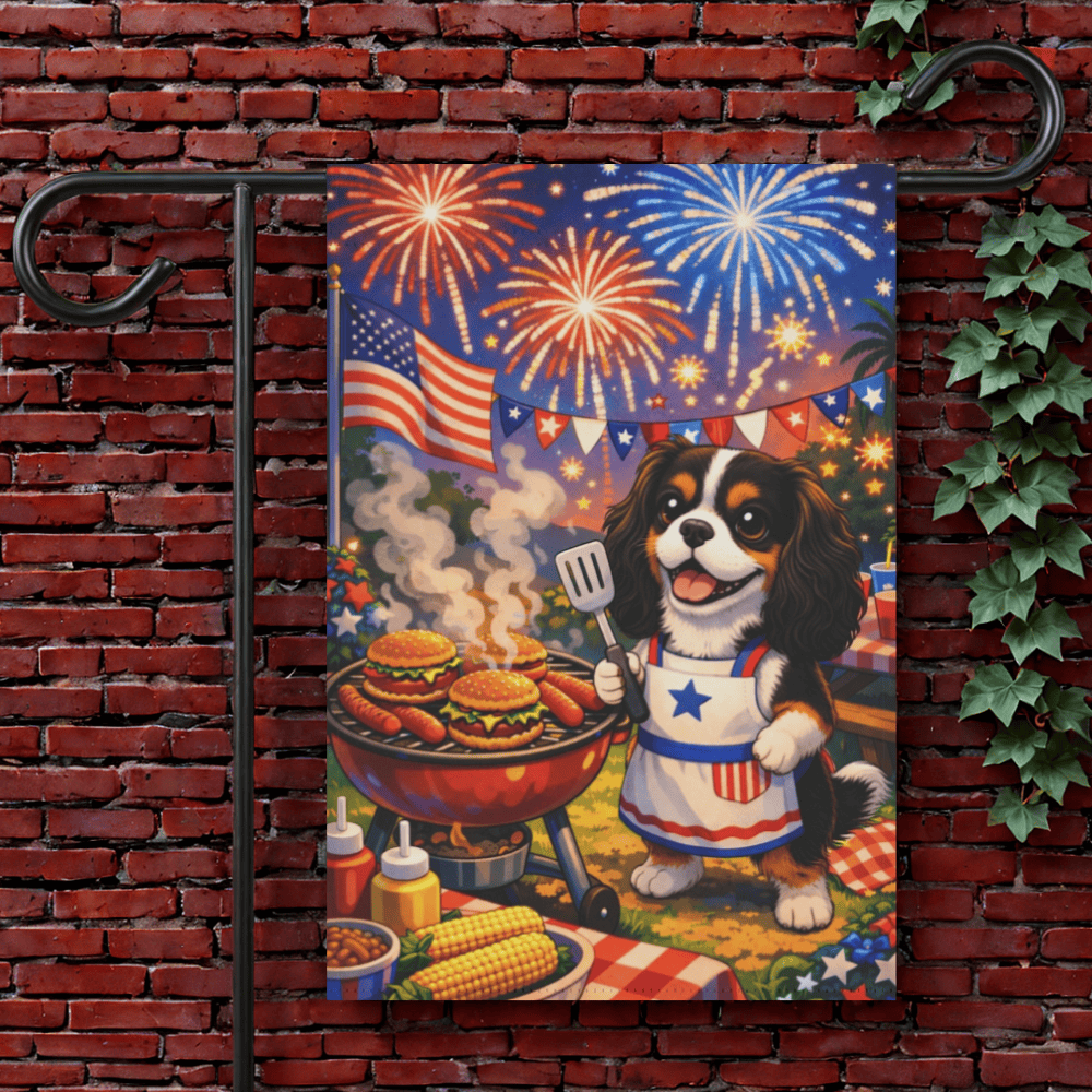 Personalized Cavalier 4th of July Garden Flag 12'' × 18''
