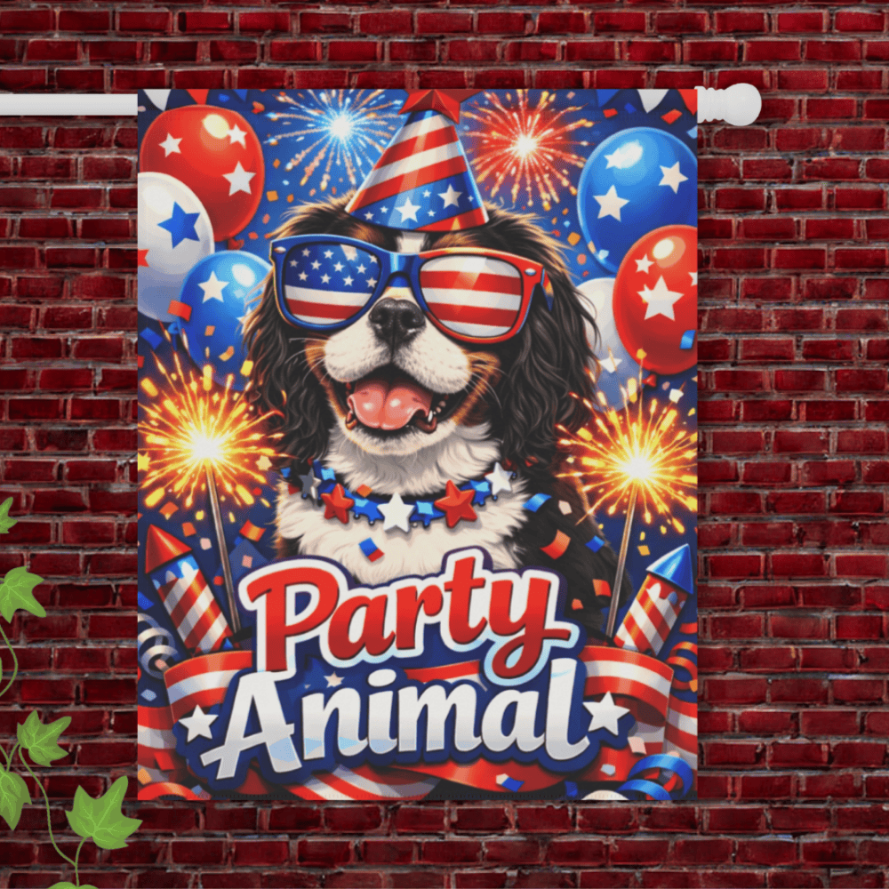 Personalized Cavalier July 4th Party Garden Flag 24.5'' × 32''