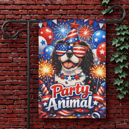 Personalized Cavalier July 4th Party Garden Flag 12'' × 18''