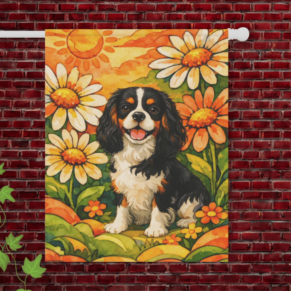 Personalized Cavalier 70s Summer Garden Flag 24.5'' × 32''