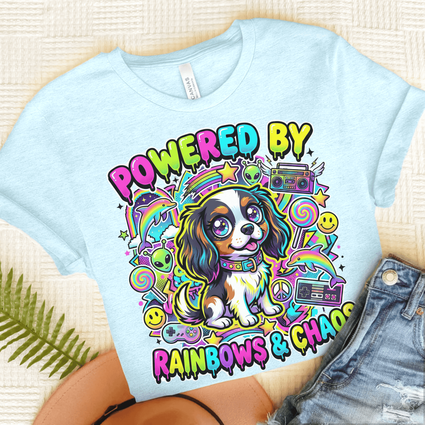 Personalized Cavalier 90s Nostalgia Unisex TShirt Heather Ice Blue