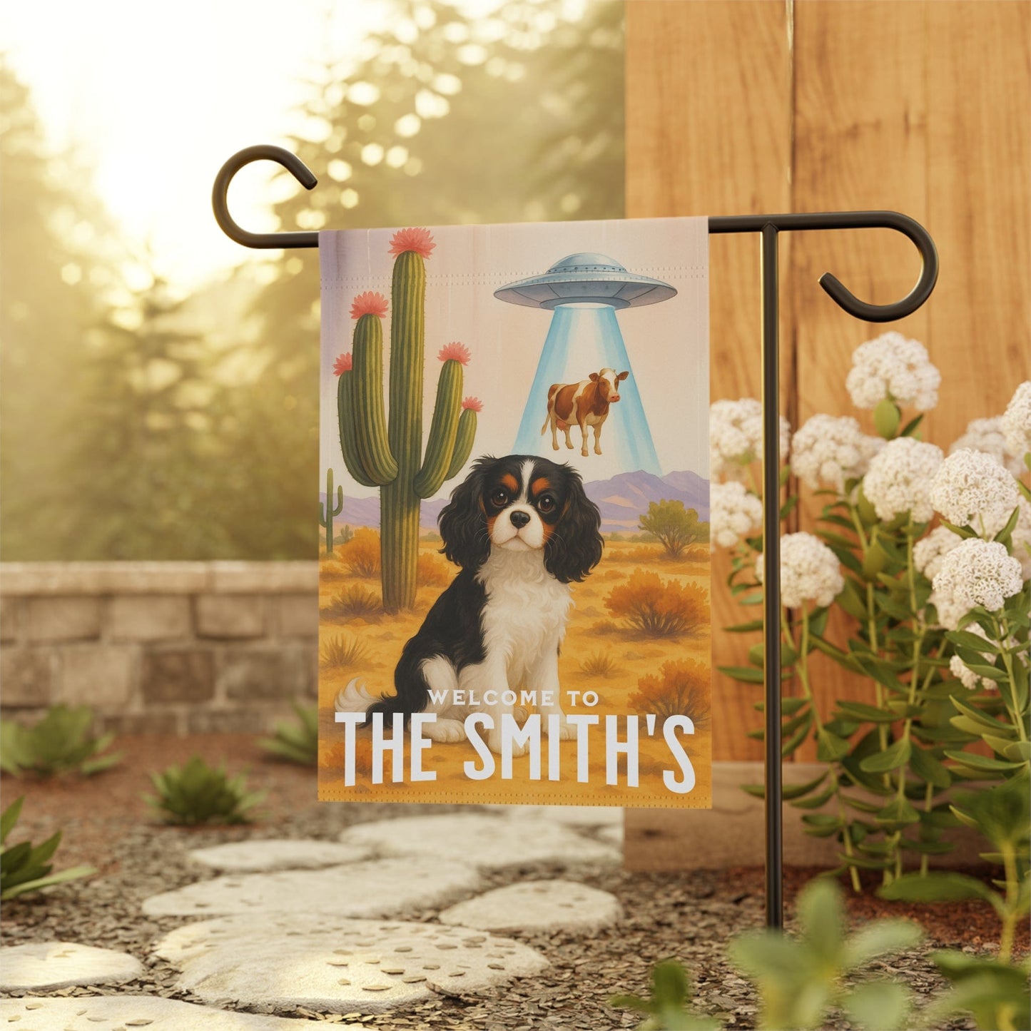 Tricolor Cavalier Aliens Garden Flag