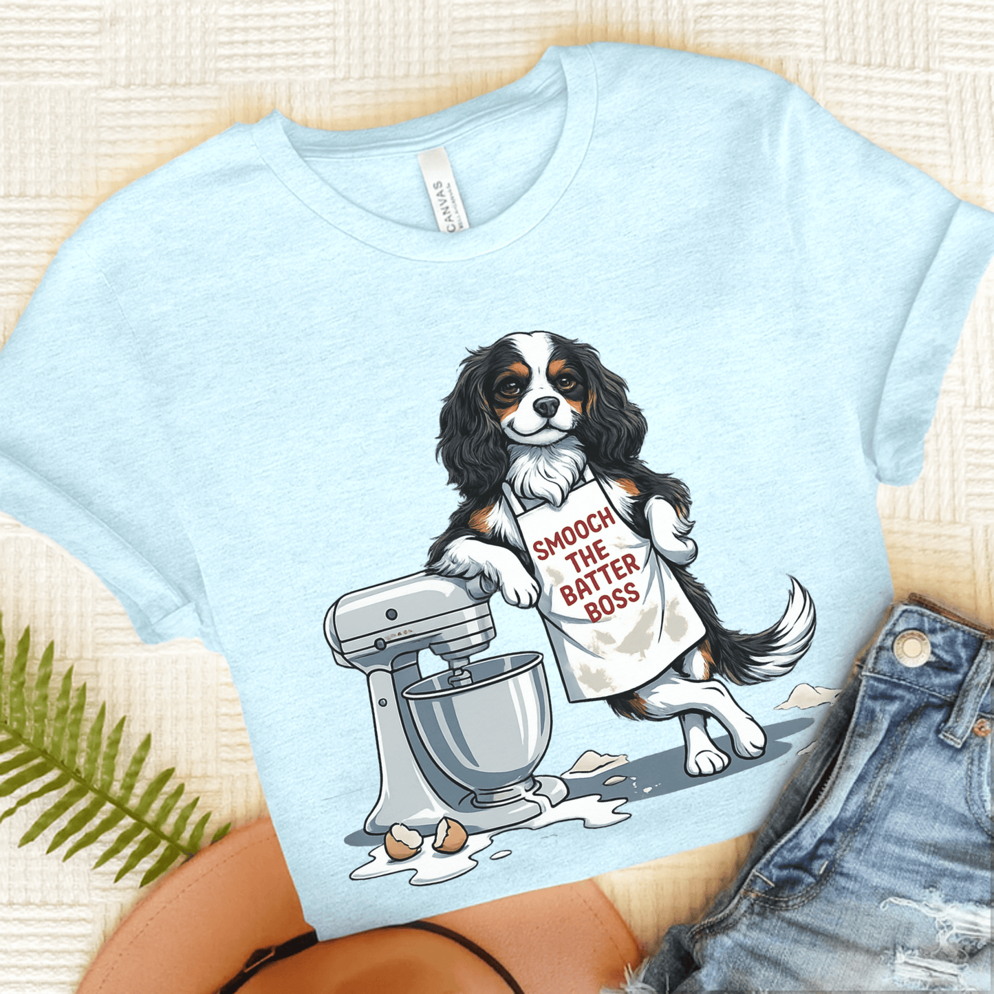 Personalized Cavalier Baking Unisex Tshirt Heather Ice Blue