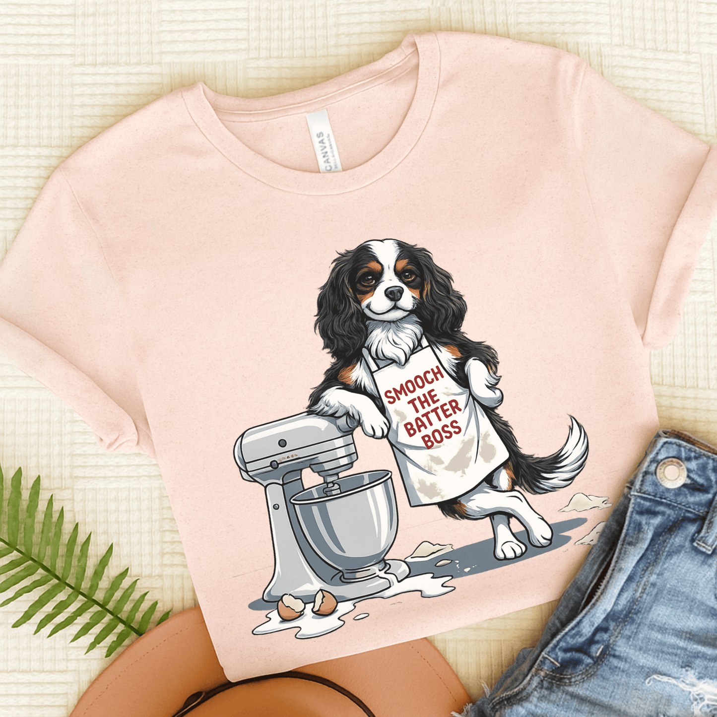 Personalized Cavalier Baking Unisex Tshirt Soft Pink