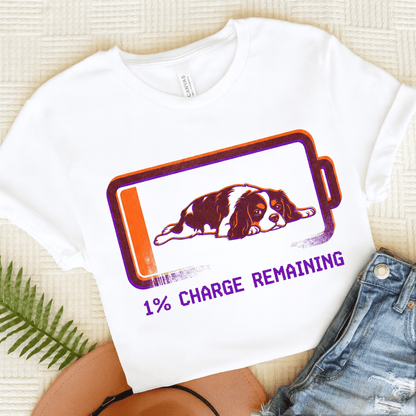 Personalized Cavalier Battery Low Unisex TShirt White