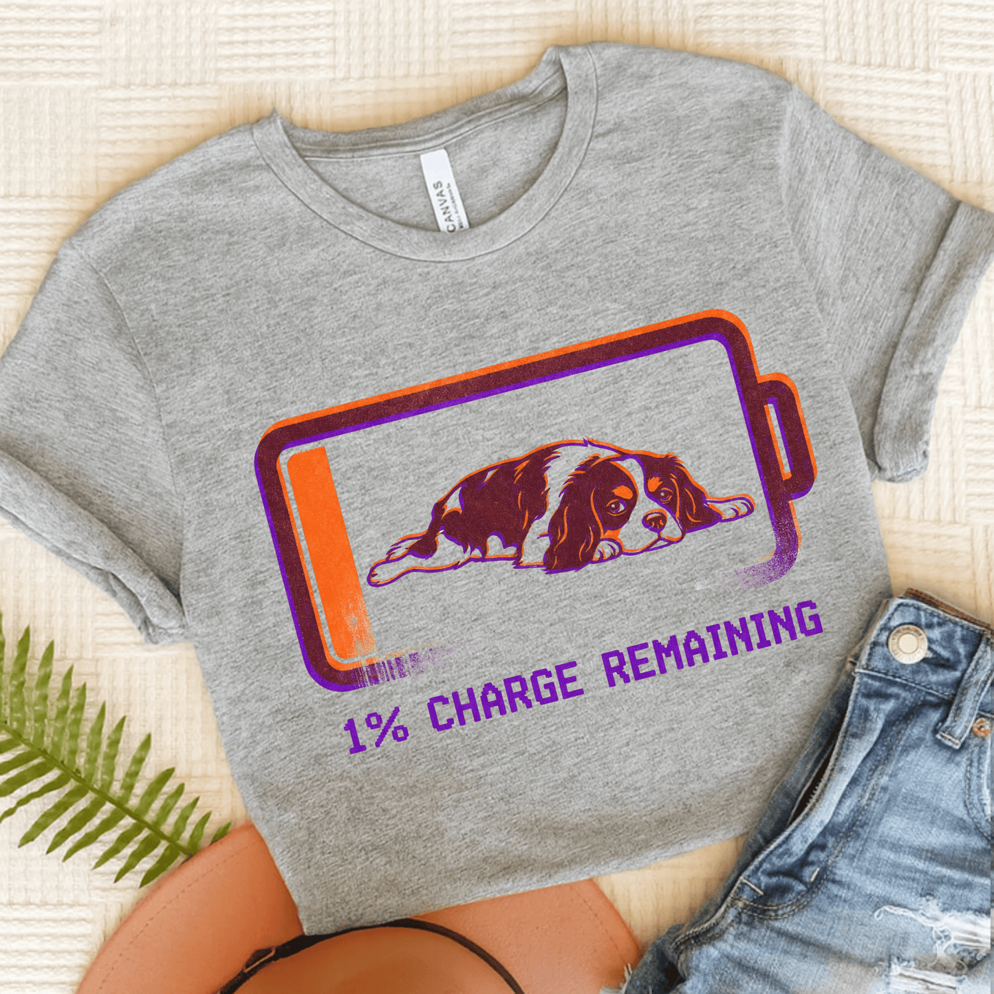 Personalized Cavalier Battery Low Unisex TShirt Athletic Heather
