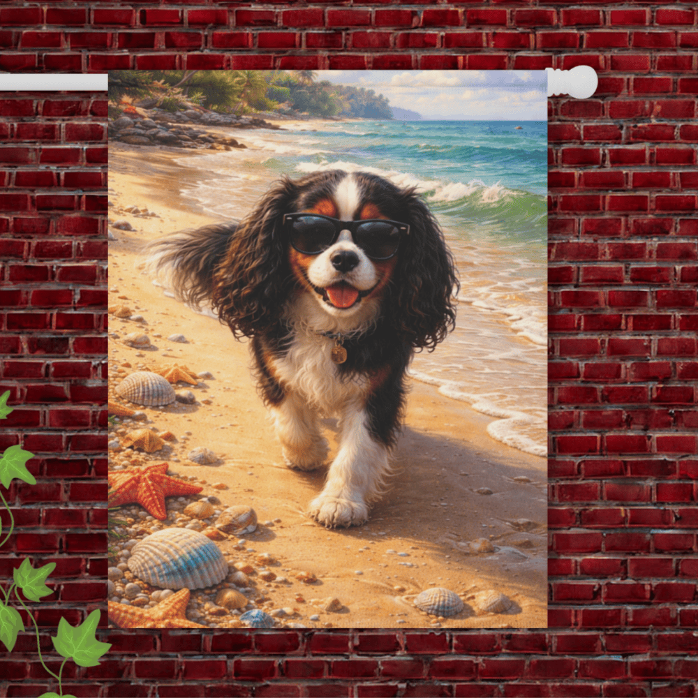 Personalized Cavalier Beach Bum Ocean Garden Flag 24.5'' × 32''