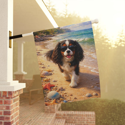 Personalized Cavalier Beach Bum Ocean Garden Flag