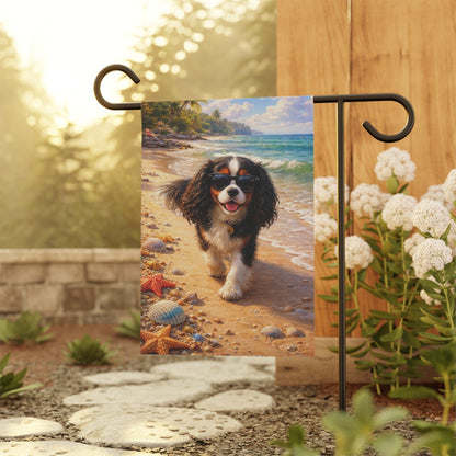 Personalized Cavalier Beach Bum Ocean Garden Flag