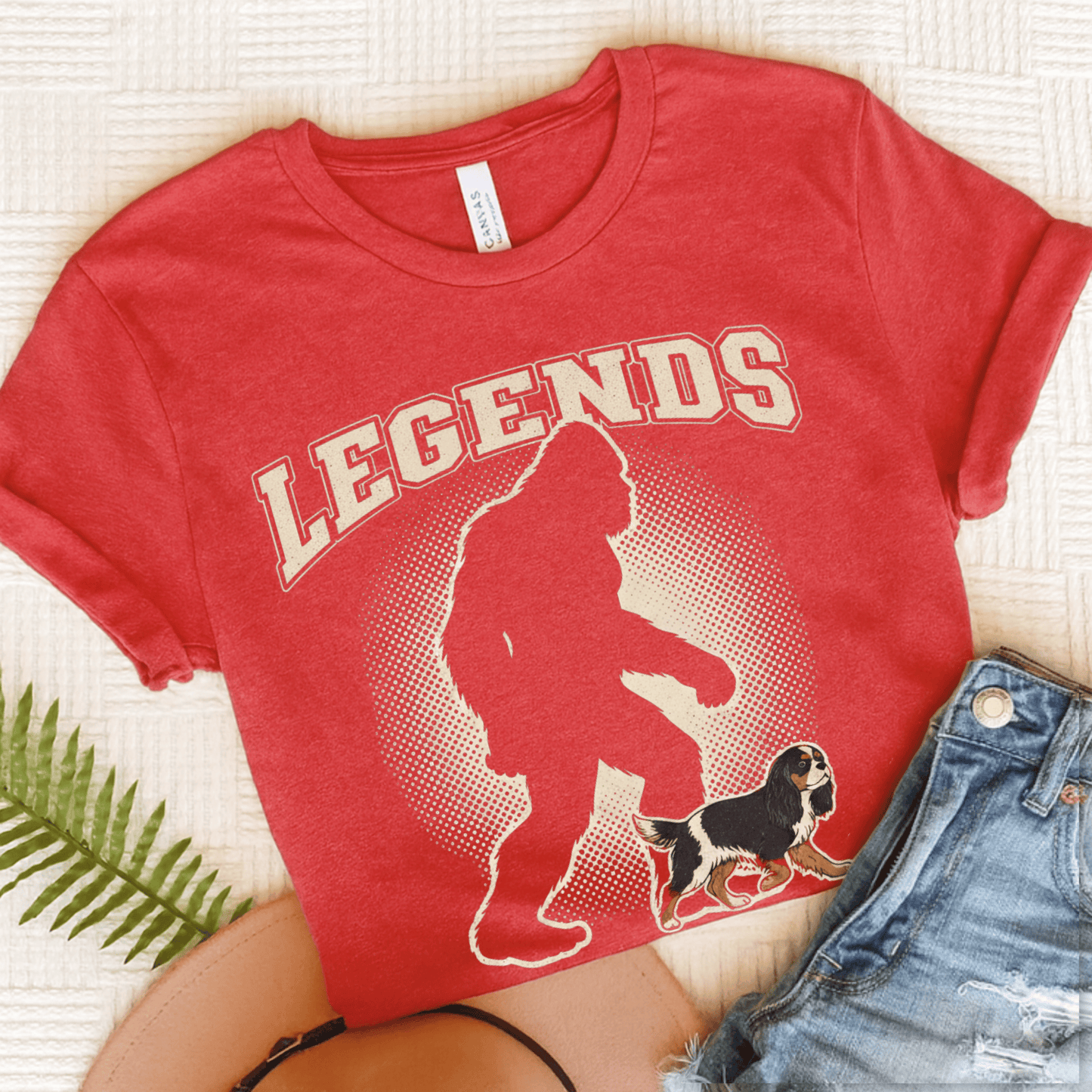 Personalized Cavalier Bigfoot Unisex Shirt Heather Red