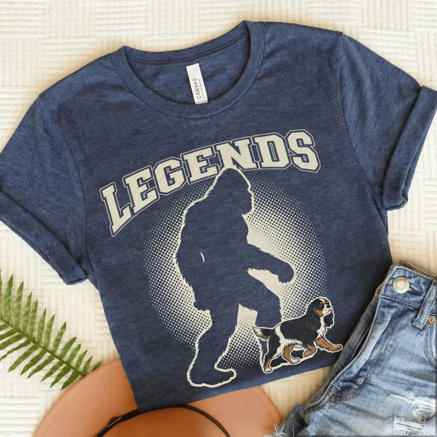 Personalized Cavalier Bigfoot Unisex Shirt Heather Navy