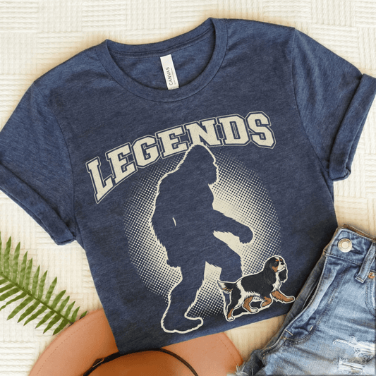 Personalized Cavalier Bigfoot Unisex Shirt Heather Navy