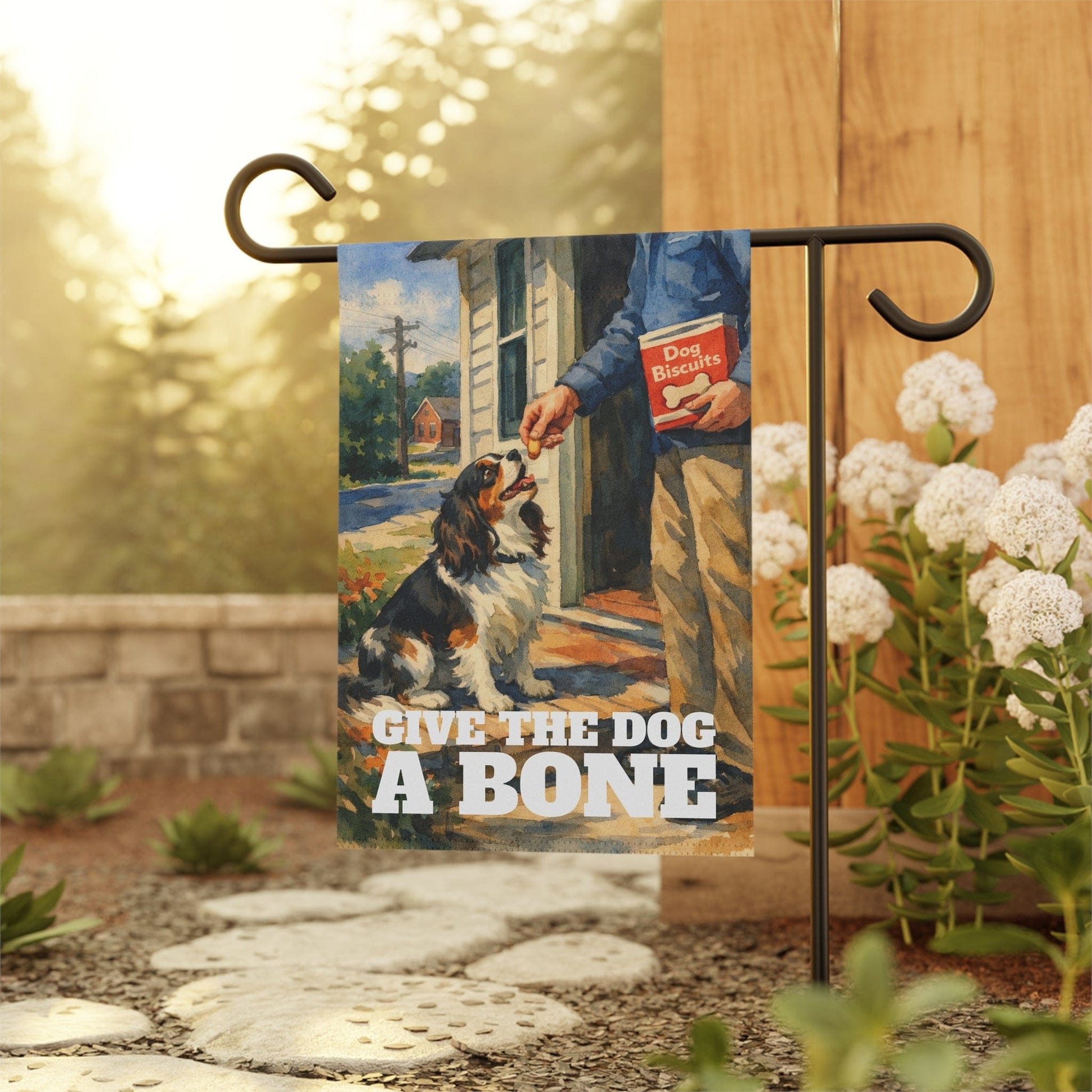 Personalized Cavalier Dog Biscuits Garden Flag