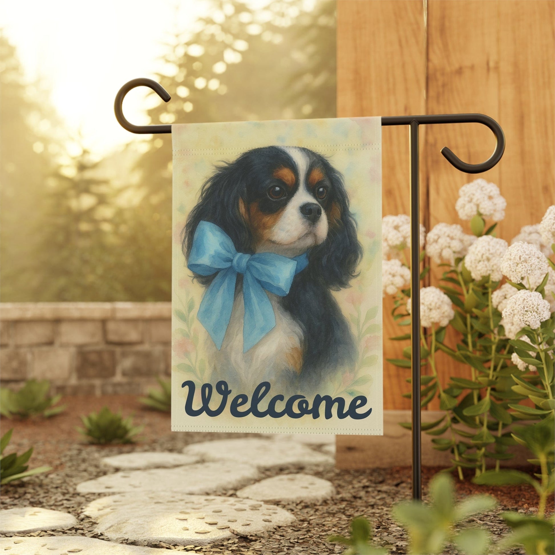 Tricolor Cavalier Blue Coquette Garden Flag