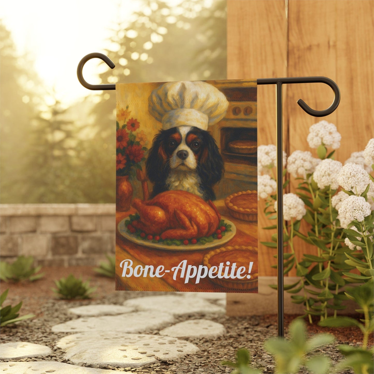 Tricolor Cavalier Bone-Appetite Garden Flag
