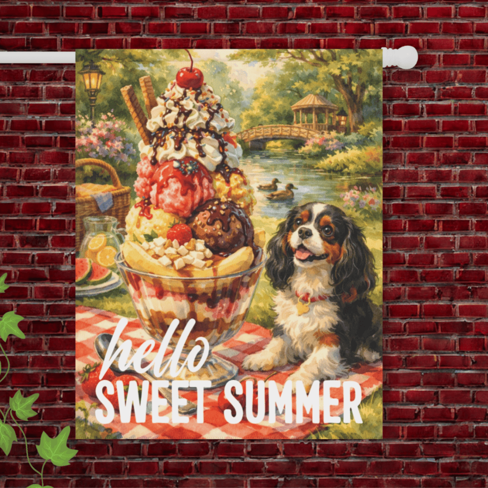 Personalized Cavalier Sweet Summer Garden Flag 24.5'' × 32''
