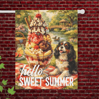 Personalized Cavalier Sweet Summer Garden Flag 24.5'' × 32''