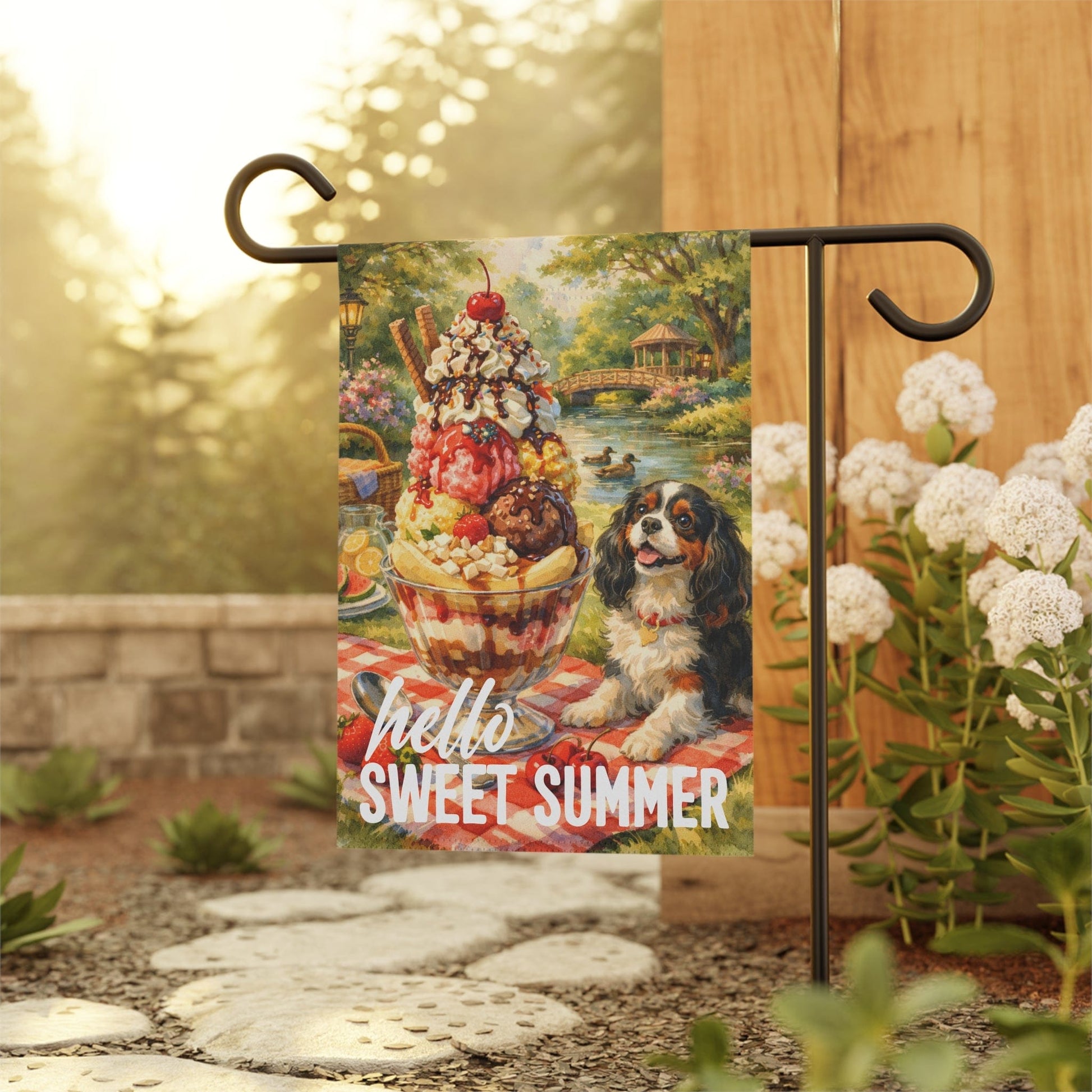 Personalized Cavalier Sweet Summer Garden Flag