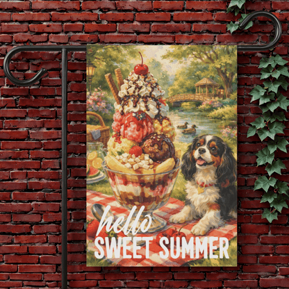 Personalized Cavalier Sweet Summer Garden Flag 12'' × 18''