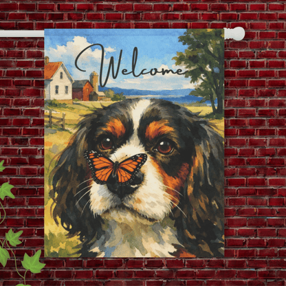 Personalized Cavalier Butterfly Garden Flag 24.5'' × 32''