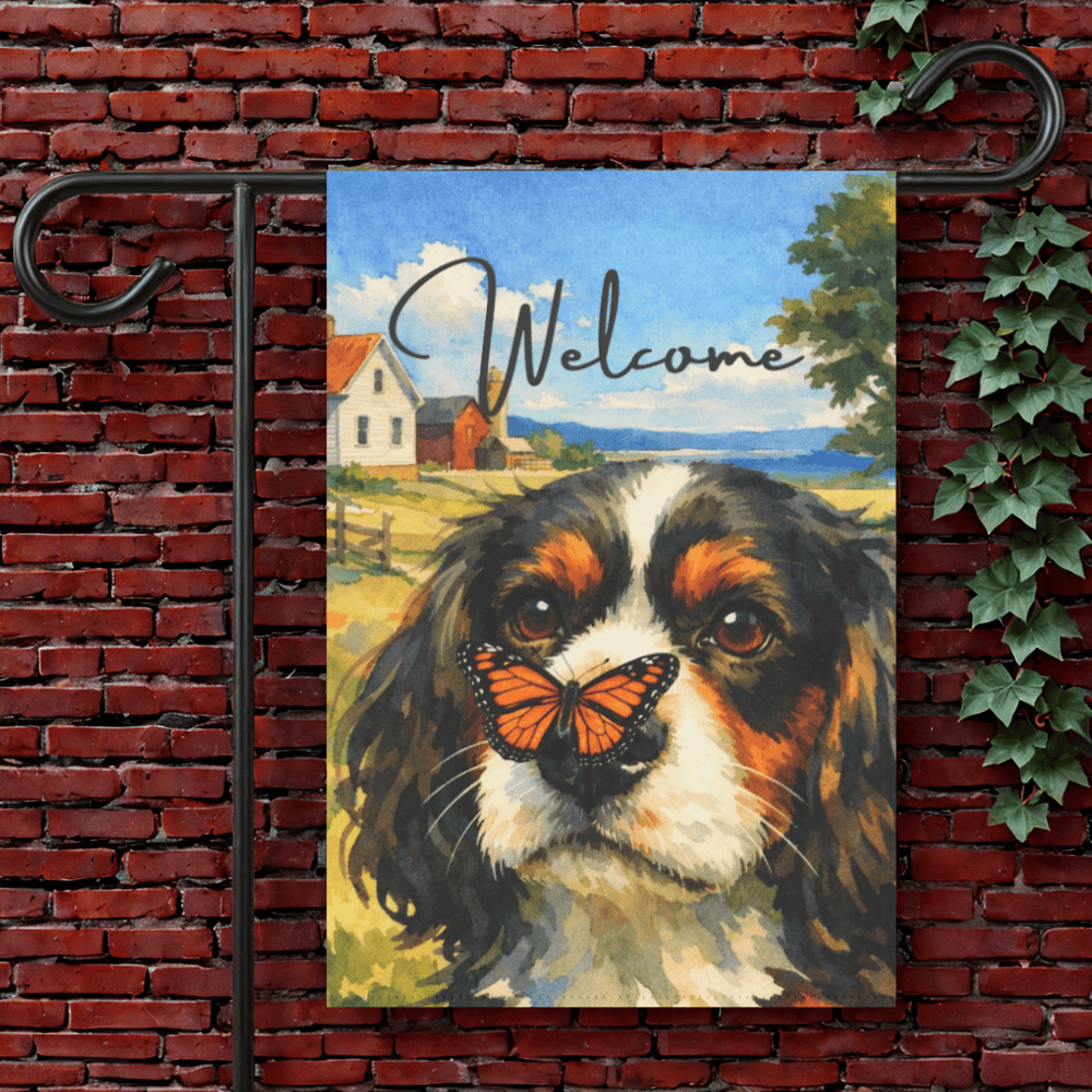 Personalized Cavalier Butterfly Garden Flag 12'' × 18''