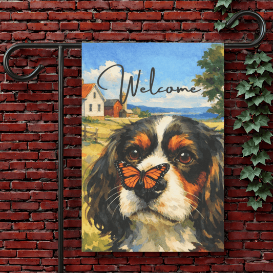 Personalized Cavalier Butterfly Garden Flag 12'' × 18''