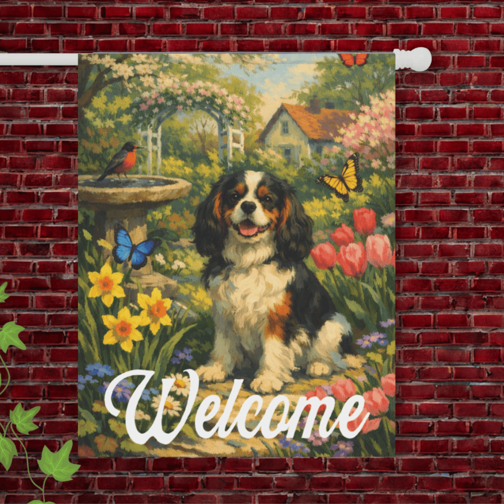 Personalized Cavalier Butterfly Garden Flag 24.5'' × 32''