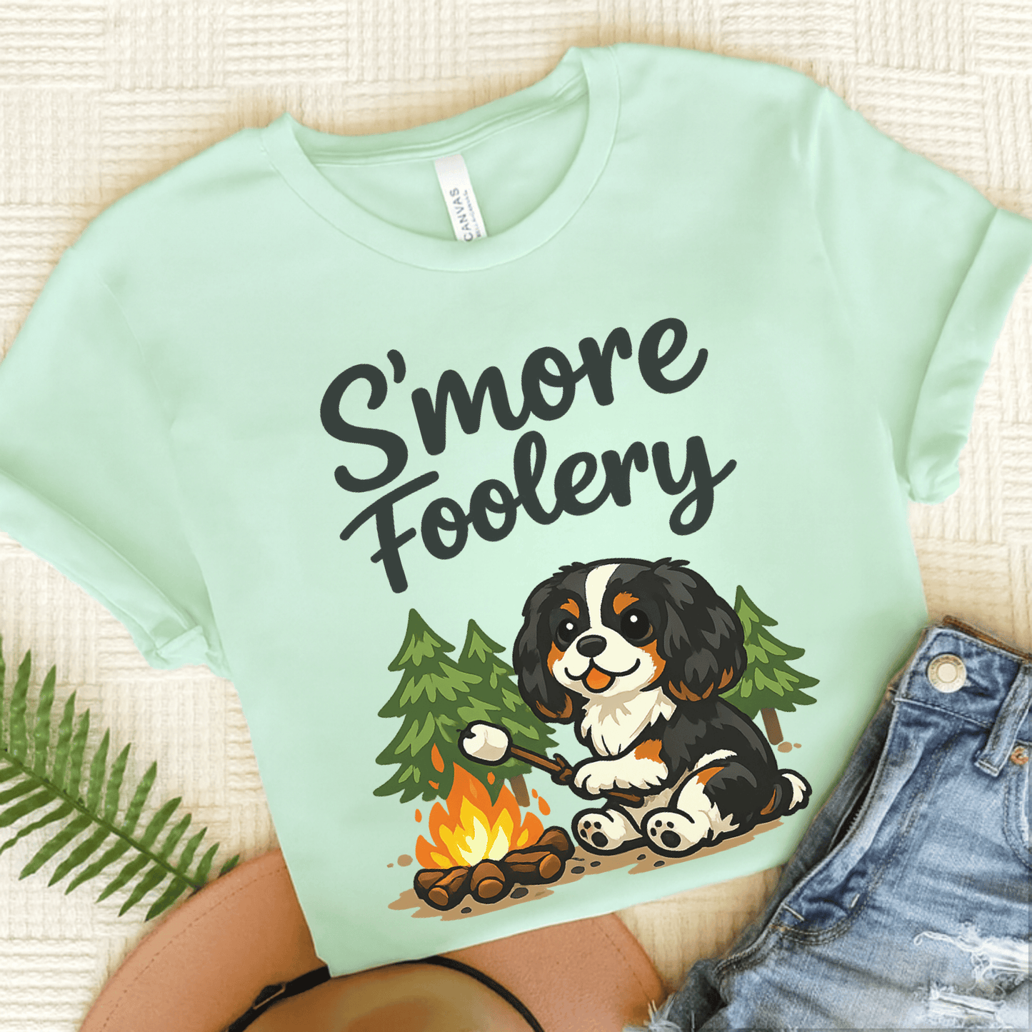 Personalized Cavalier Camping Unisex TShirt Heather Mint