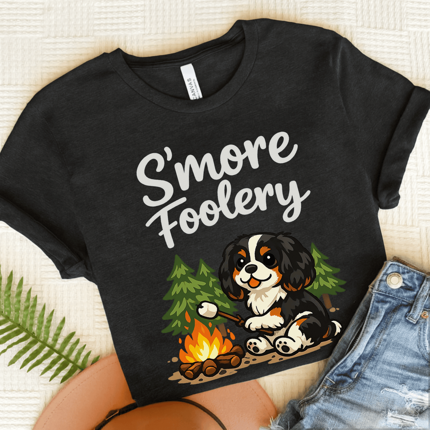 Personalized Cavalier Camping Unisex TShirt Dark Grey Heather