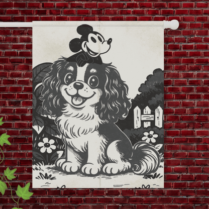 Personalized Cavalier Cartoon Mouse Garden Flag 24.5'' × 32''