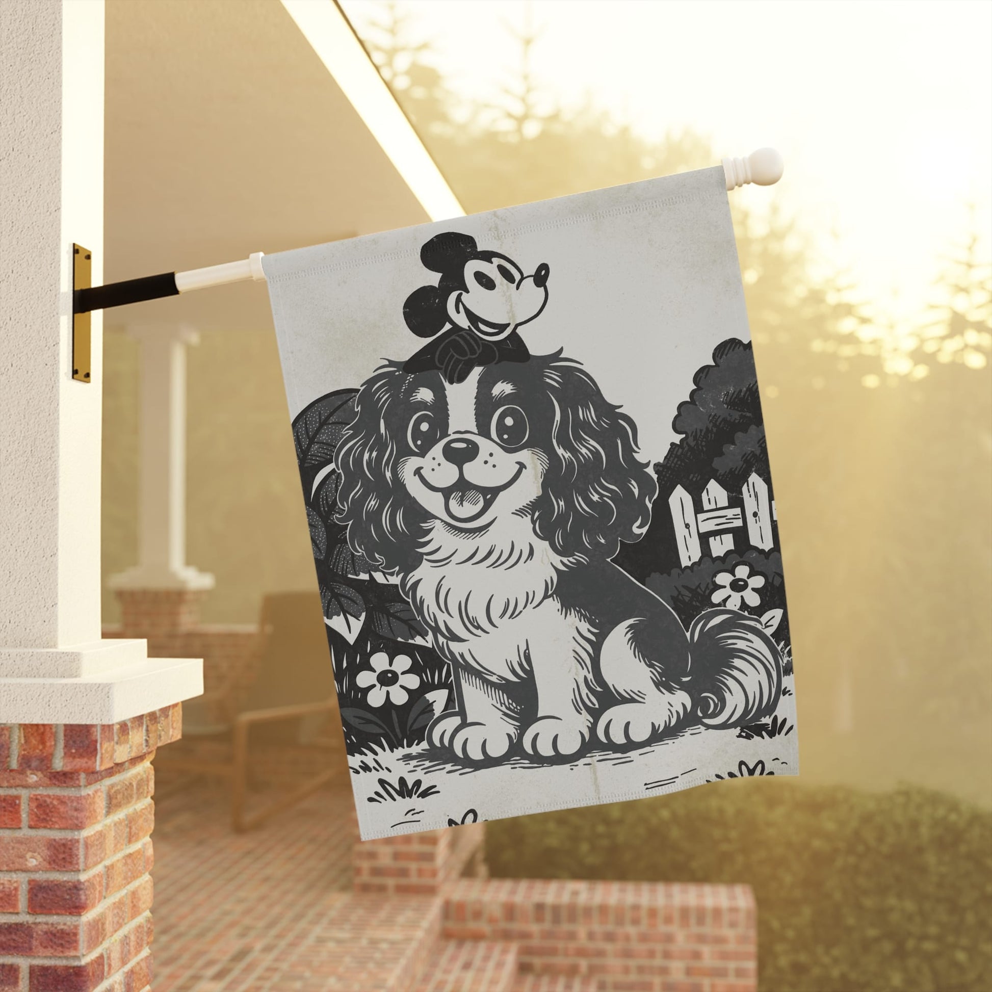 Personalized Cavalier Cartoon Mouse Garden Flag