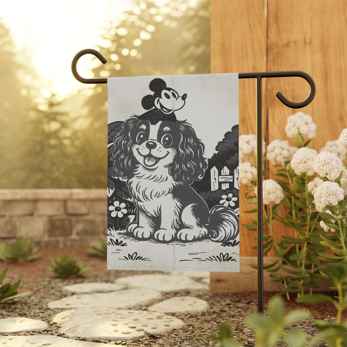 Personalized Cavalier Cartoon Mouse Garden Flag
