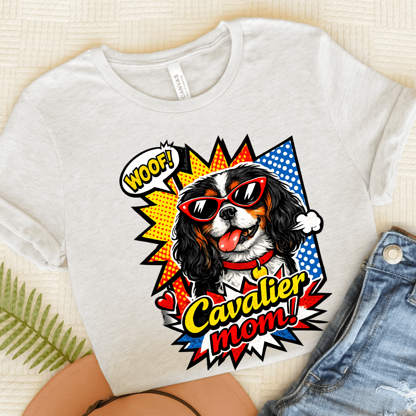 Personalized Cavalier Mom Comic Unisex TShirt Ash