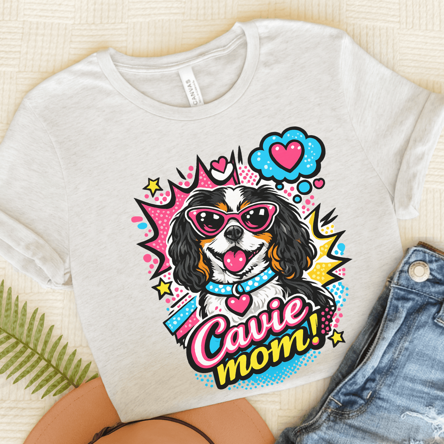 Personalized Cavalier Mom Comic Unisex TShirt Ash