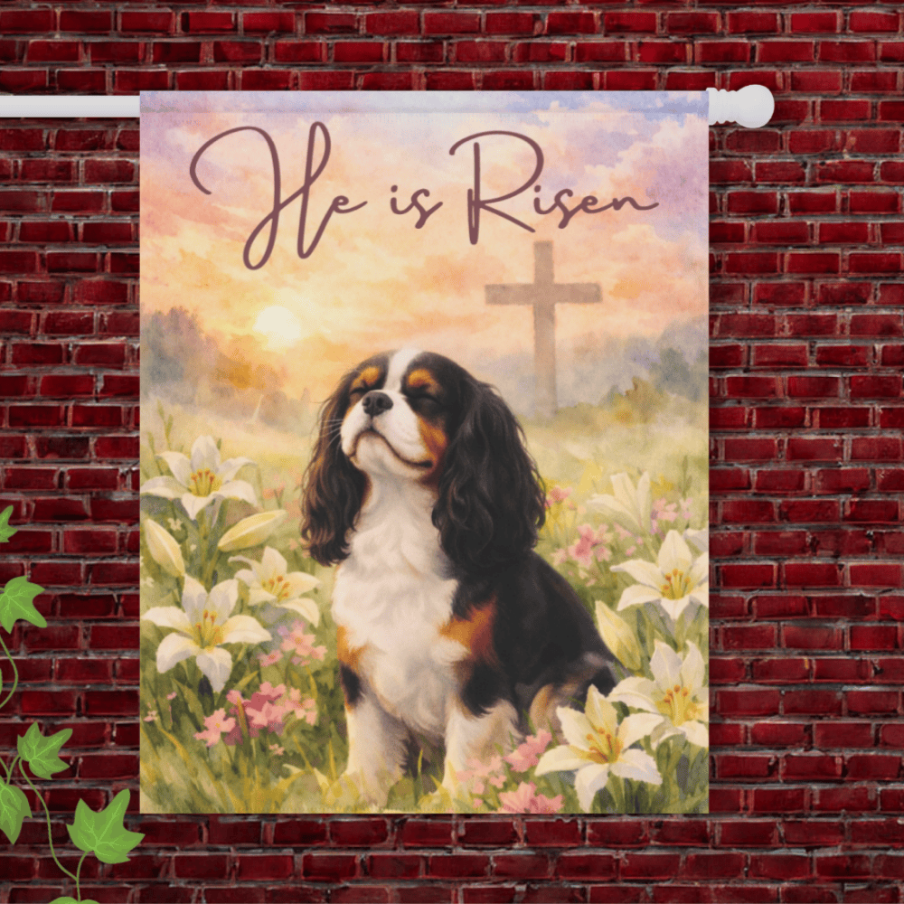 Personalized Cavalier He is Risen Yard Flag 24.5'' × 32''