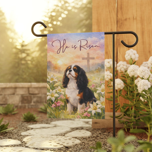Personalized Cavalier He is Risen Yard Flag