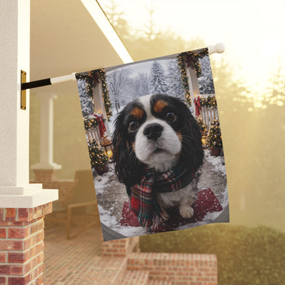 Personalized Cavalier Winter Camera Yard Flag