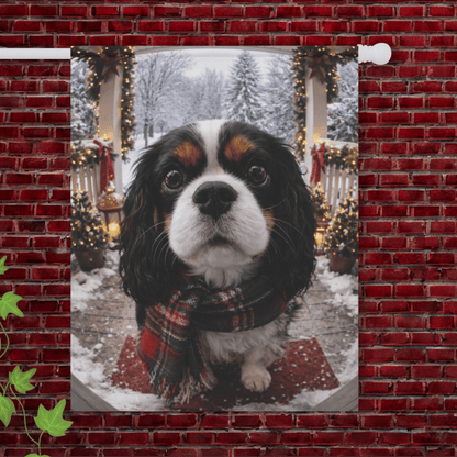 Personalized Cavalier Winter Camera Yard Flag 24.5'' × 32''
