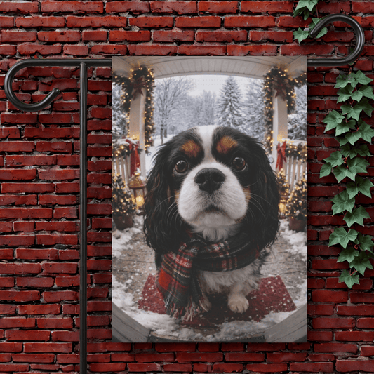 Personalized Cavalier Winter Camera Yard Flag 12'' × 18''