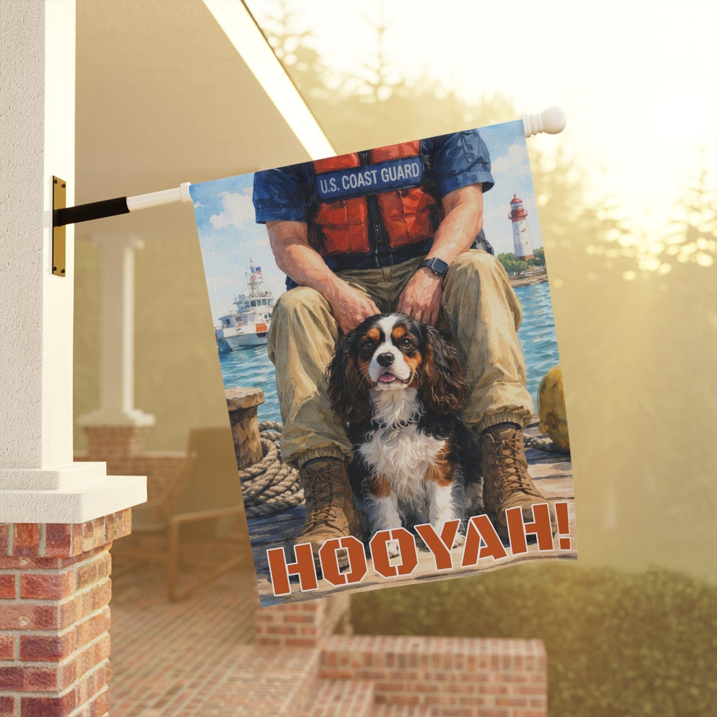Personalized Cavalier Sea Rescuer Garden Flag
