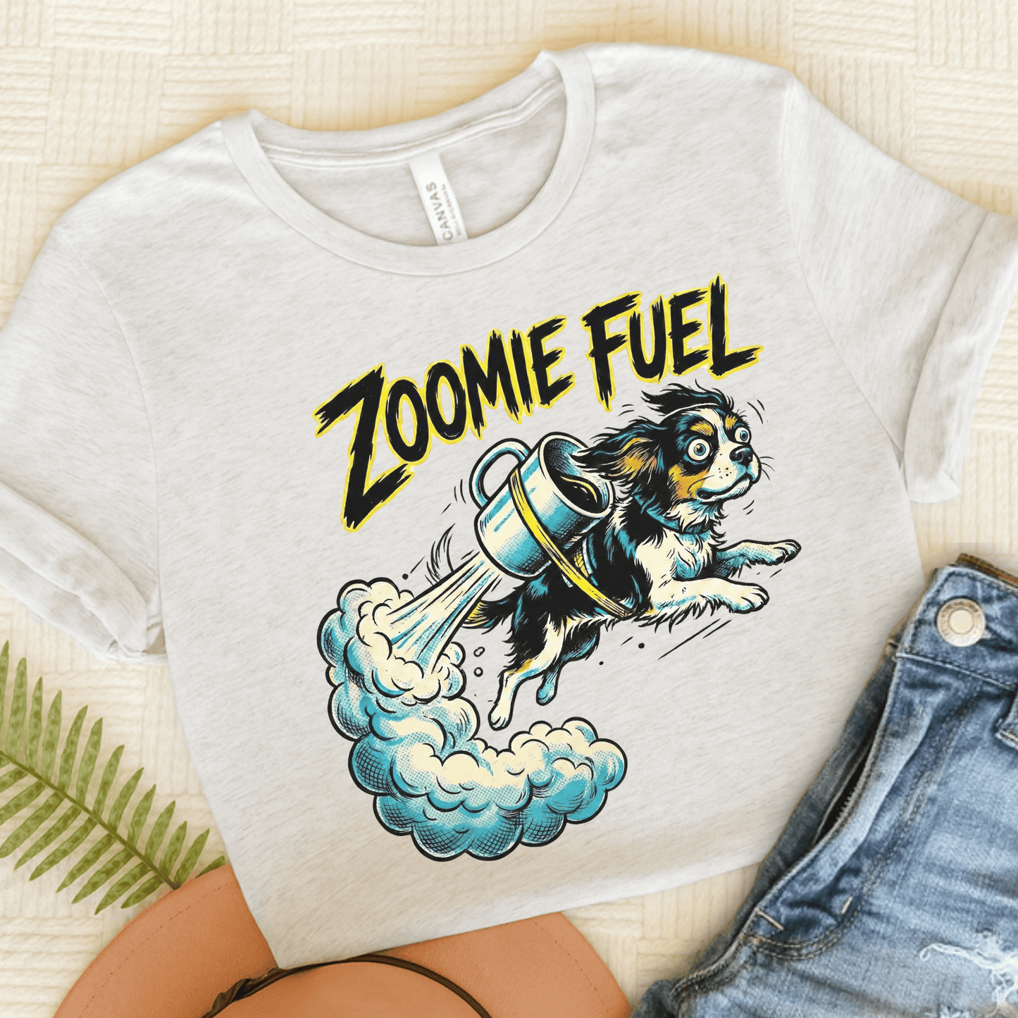 Personalized Cavalier Coffee Zoomies Unisex TShirt Ash